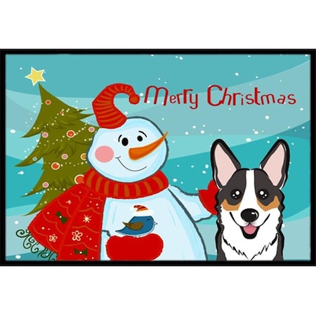 Carolines Treasures BB1875JMAT Snowman With Tricolor Corgi Indoor & Outdoor Mat; 24 X 36 In.